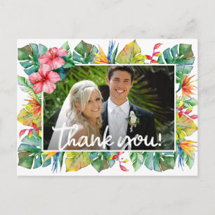 Wedding Thank You Photo with Tropical Border Postcard