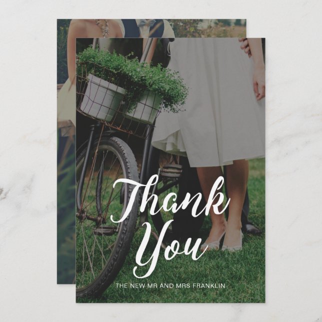 Wedding Thank you Photo with Typography Invitation (Front/Back)