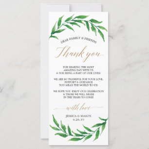 Wedding Thank You Place Card - Greenery