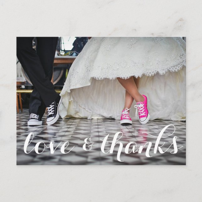 Wedding thank you postcard, love & thanks postcard (Front)