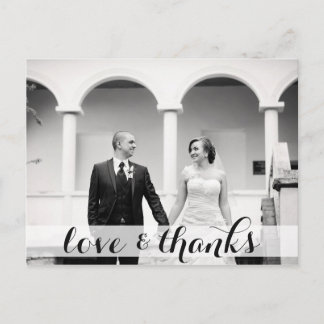 Wedding thank you postcard, love & thanks postcard