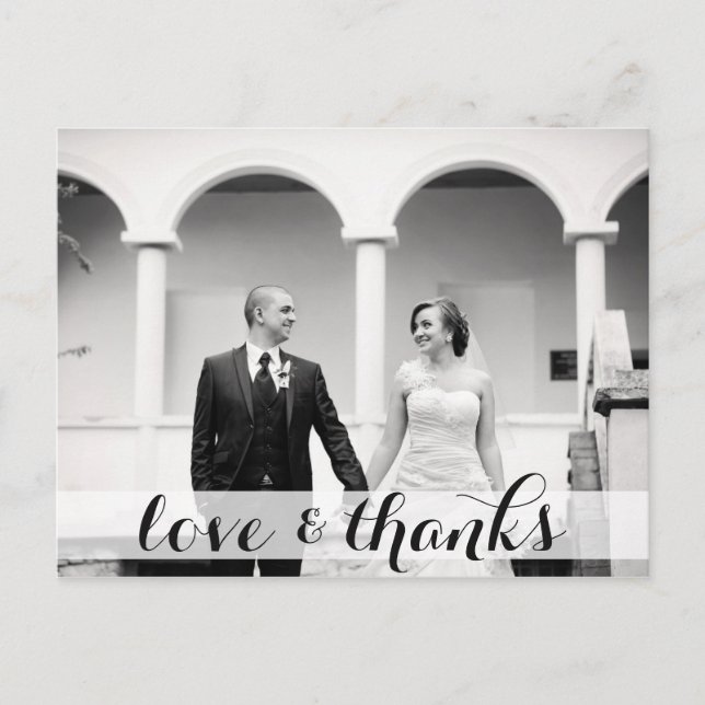 Wedding thank you postcard, love & thanks postcard (Front)