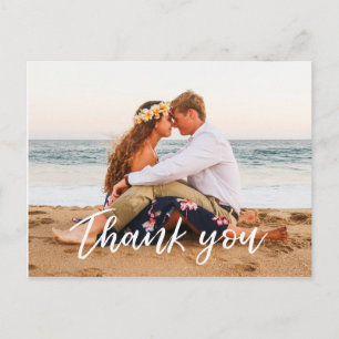 Wedding Thank you postcard modern hand lettered