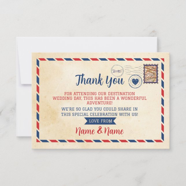 Wedding Thank You Postcard Travel Plane  (Front)