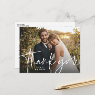 Wedding thank you postcard with photo
