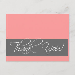 Wedding Thank You Postcards Coral Pink Grey