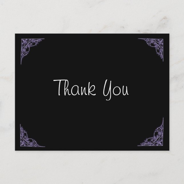 Wedding Thank You Purple Corners Postcard (Front)