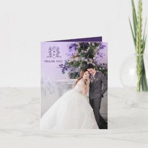 Wedding thank you purple photo crown monogram
