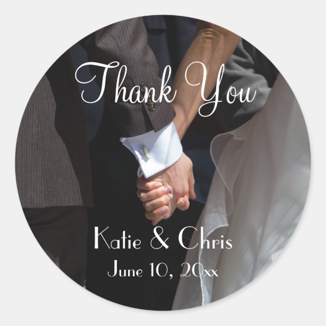 Wedding Thank You Romantic Wedding Couple Classic Round Sticker (Front)