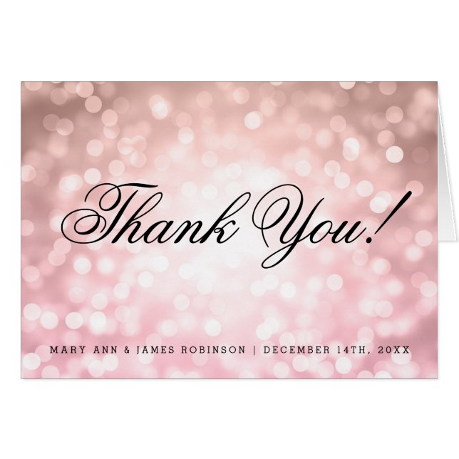 Wedding "Thank you" Rose Blush Pink Glitter Lights (Front Horizontal)