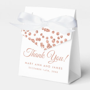 Wedding Thank You Rose Gold Glitter Confetti White Favour Box