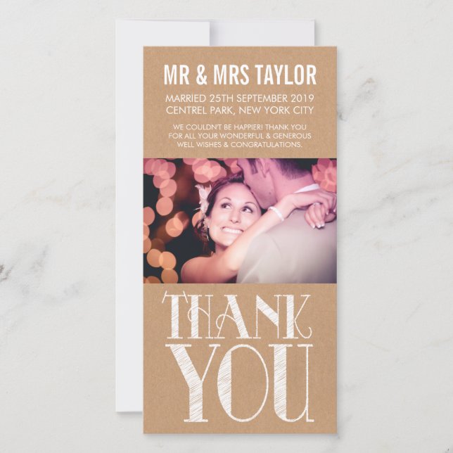 Wedding Thank You Rustic Neutral Photo Cards (Front)