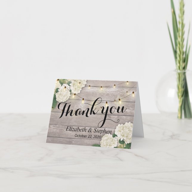 Wedding Thank You Rustic Wood Floral String Lights (Front)
