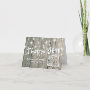 Wedding Thank You Rustic Wood Mason Jar Lights