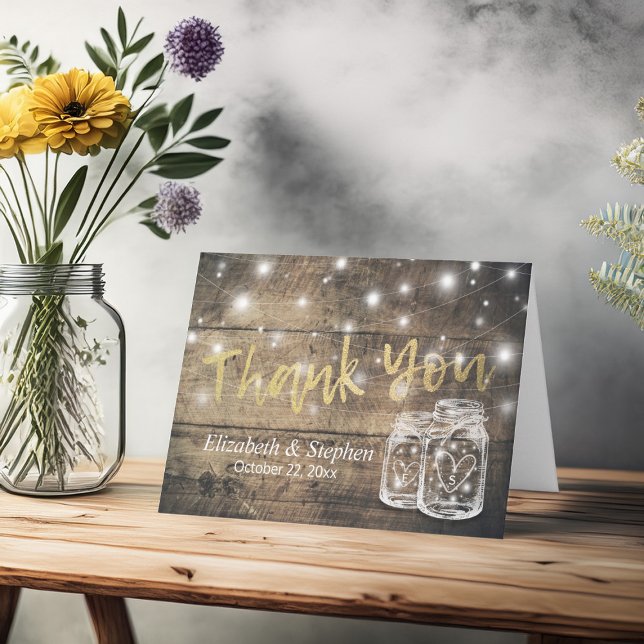Wedding Thank You Rustic Wood Mason Jar Lights (Creator Uploaded)