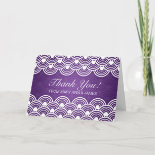 Wedding "Thank you" Scalloped Pattern Purple Thank You Card