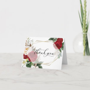 Wedding Thank You Scarlet Peony Floral Card