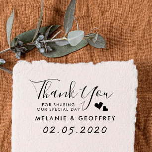 Wedding Thank You Script   Custom Names & Date Rubber Stamp