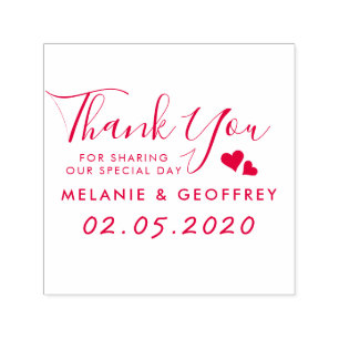 Wedding Thank You Script   Custom Names & Date Self-inking Stamp