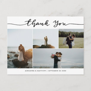 Wedding Thank You Script Elegant Photo Collage Postcard