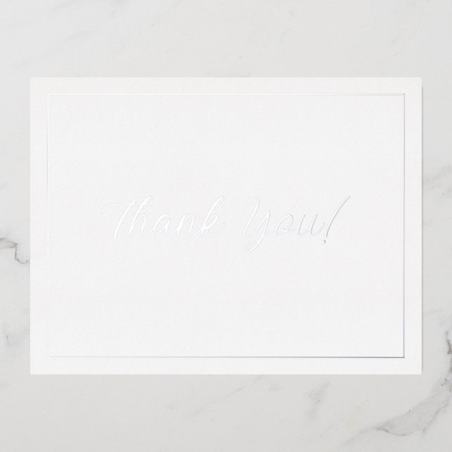 Wedding Thank You, Silver, Message Foil Holiday Postcard (Front)