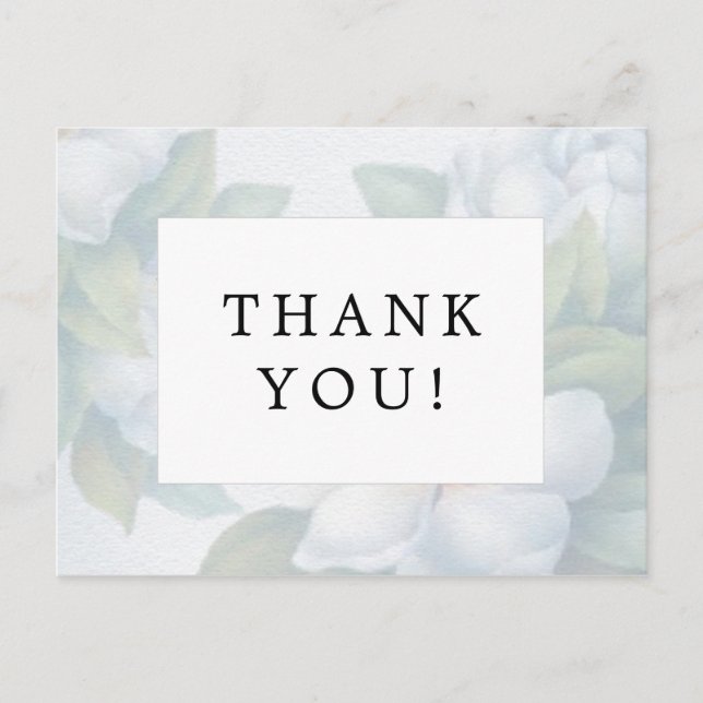 Wedding Thank You Silver White Dogwood Blossoms Postcard (Front)