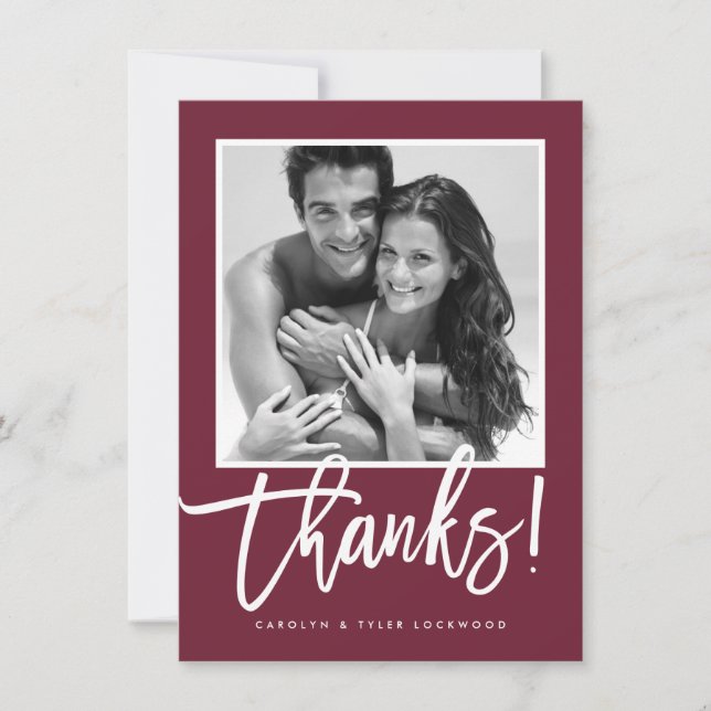 WEDDING THANK YOU simple calligraphy burgundy (Front)