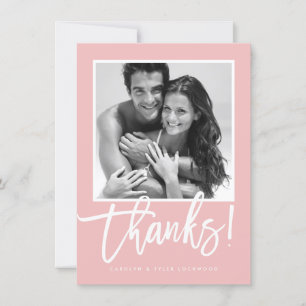 WEDDING THANK YOU simple calligraphy pretty pink Card