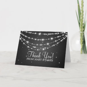 Wedding "Thank you" Sparkling Chain Black Thank You Card