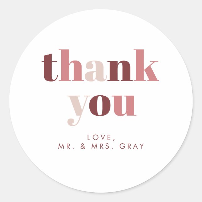 Wedding  Thank You Sticker (Front)