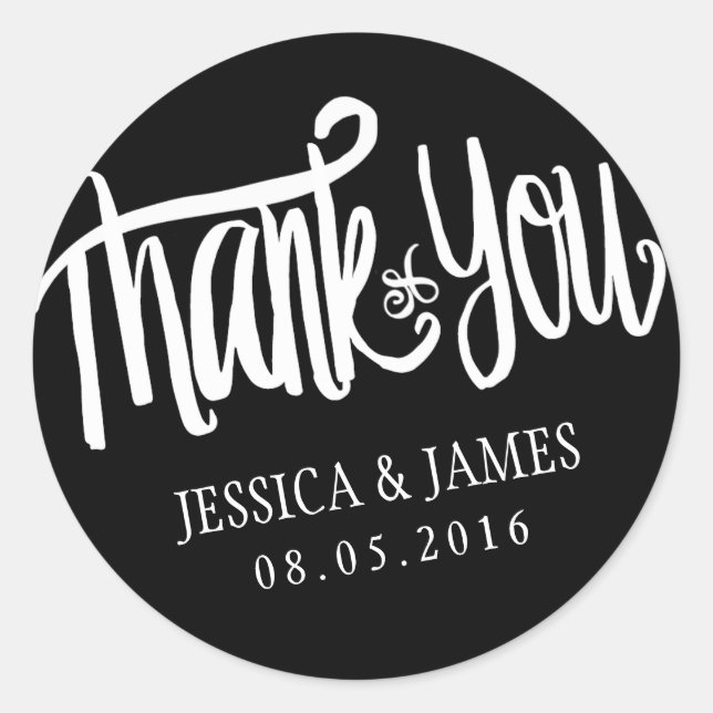 Wedding Thank You Sticker with Calligraphy Font (Front)