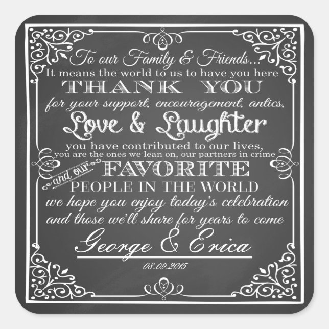 Wedding thank you stickers Mr& Mrs favor (Front)