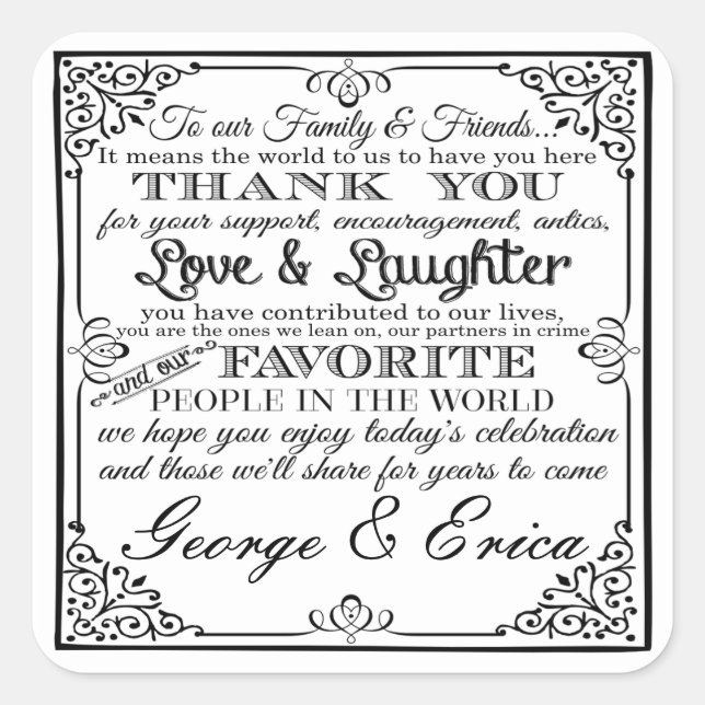 Wedding thank you stickers mr& mrs favor (Front)