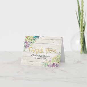 Wedding Thank You Succulent Plants Rustic Wood