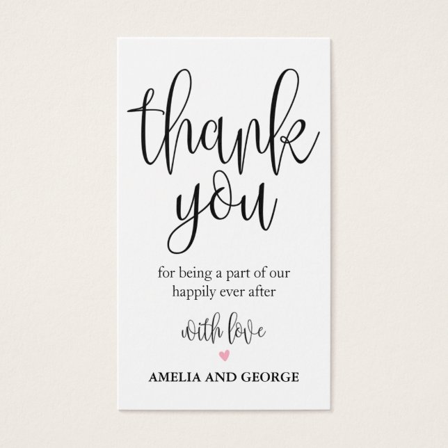 Wedding Thank You Tags Lovely Calligraphy (Front)