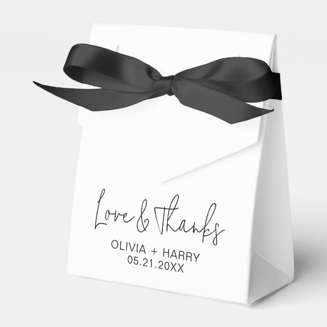 Wedding Thank You Trendy Black Script Favour Boxes (Front Side)