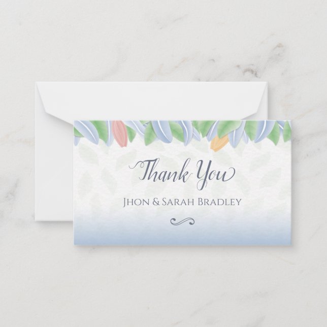 Wedding Thank You - Vectorial Tulip With Leaves Card (Front)