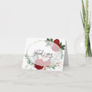 Wedding Thank You Vibrant Red Peony Bouquet Card