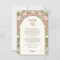 Wedding Thank You Vintage Art Nouveau Card