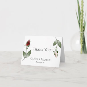 Wedding Thank You Watercolor Dusty Rose Bud Card