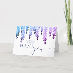 Wedding Thank You Watercolor Wisteria Floral Card