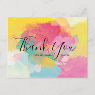 Wedding Thank You Watercolour Script Postcard