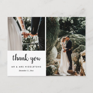 Wedding Thank You Whimsical   Two Photos Postcard