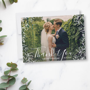 Wedding Thank You White Floral Framed Photo