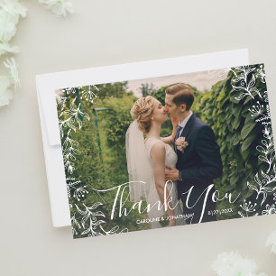 Wedding Thank You White Floral Framed Photo Card