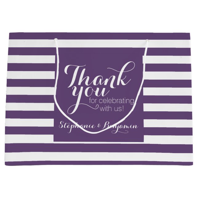 Wedding Thank you with Bride and Groom Name Large Gift Bag (Front)