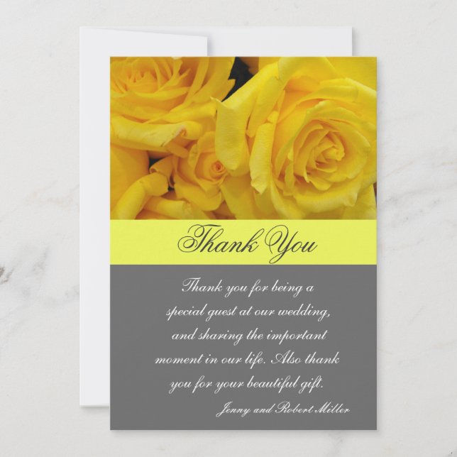 wedding thank you yellow rose flowers (Front)