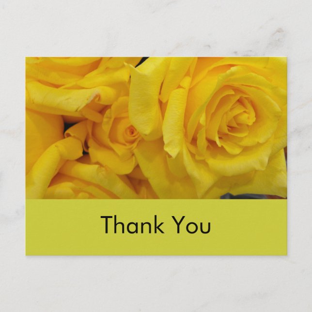 wedding thank you yellow rose flowers postcard (Front)