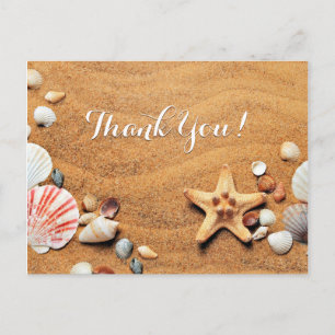 Wedding Thank You, Your Message Sand & Sea Shells  Postcard