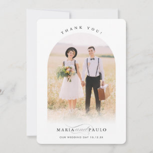 WEDDING THANKS couple photo arch frame calligraphy Invitation